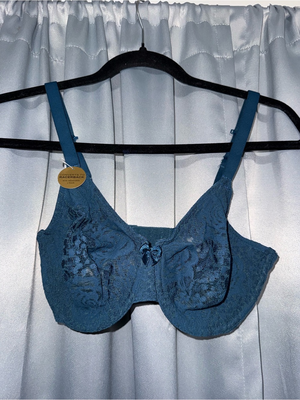 Wacoal Teal Lace Underwire Bra with Bow Accent